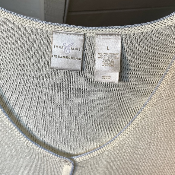 Emma James Floral Embroidered Cream Cardigan Size Large NWOT - Picture 2 of 6